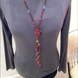 Beaded crystal necklace with matching earrings